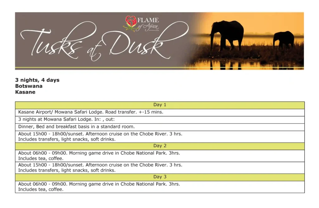 Flame of Africa | Tusks at Dusk - Chobe